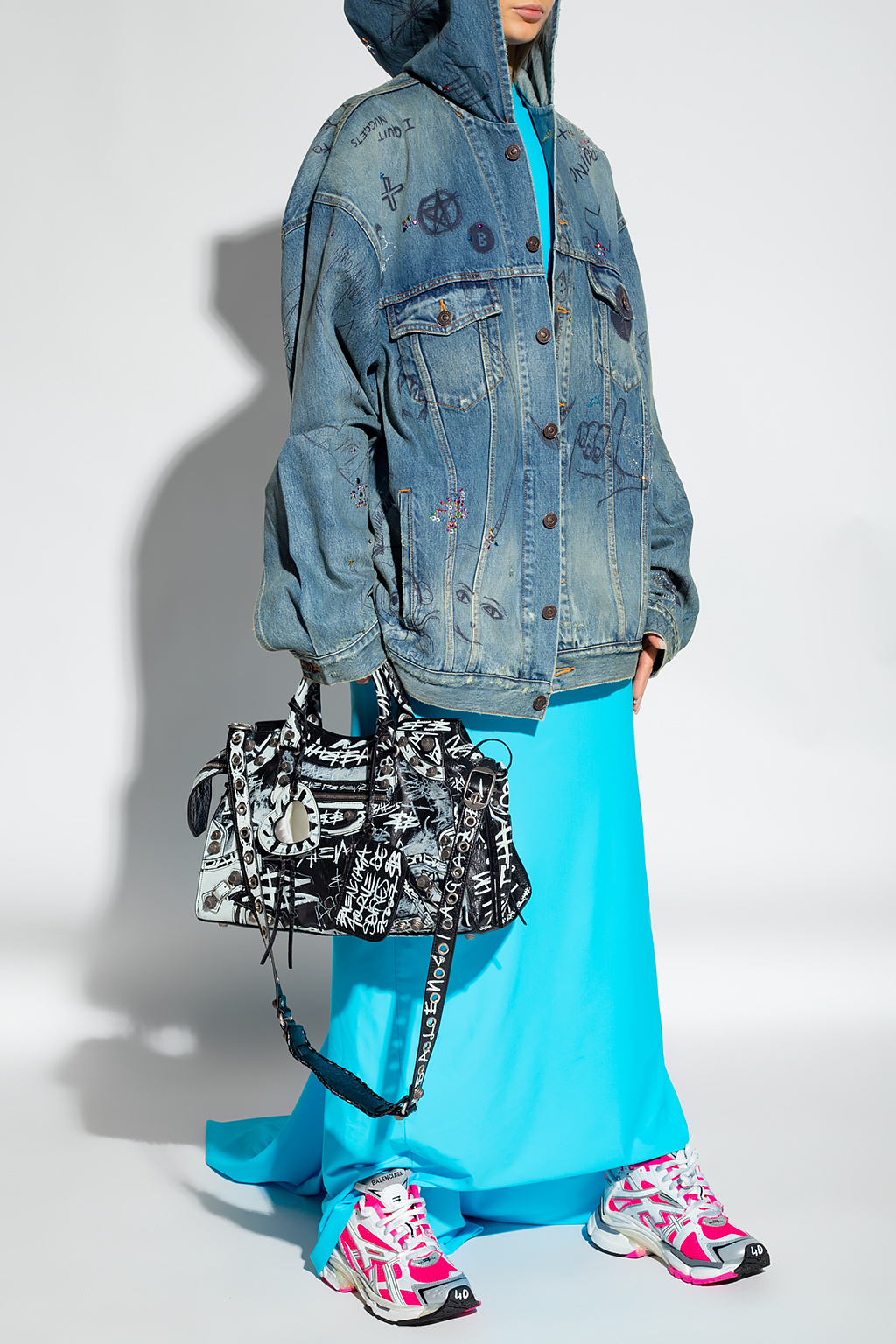 BALENCIAGA double sleeve dress blue SS25 新作 ★ Balenciaga Double Sleeve Dress in Blue | FWRD